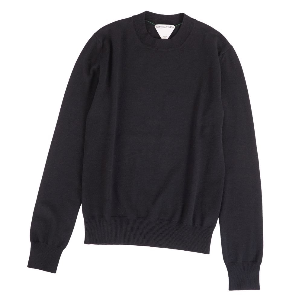【美品】ボッテガヴェネタ BOTTEGA VENETA 編み物 2021 ダニエルロバート・エドワード・リー期 プルオーバー ロング衣手 長袖 毛糸 トップス メンズ イタリア製 M 黒いこと【中古】