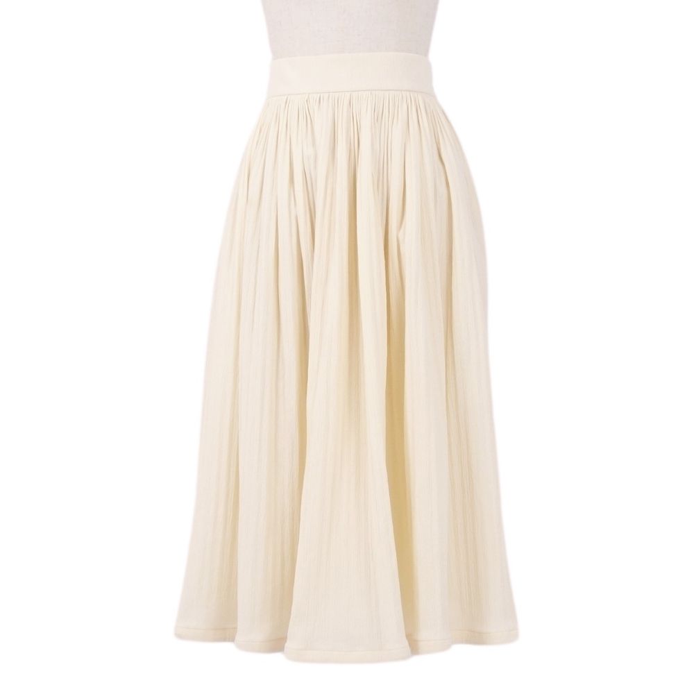 【美品】ジルサンダー JIL SANDER スカート フレアスカート ギャザースカート ボトムス レディース 34(S相当) アイボリー【中古】