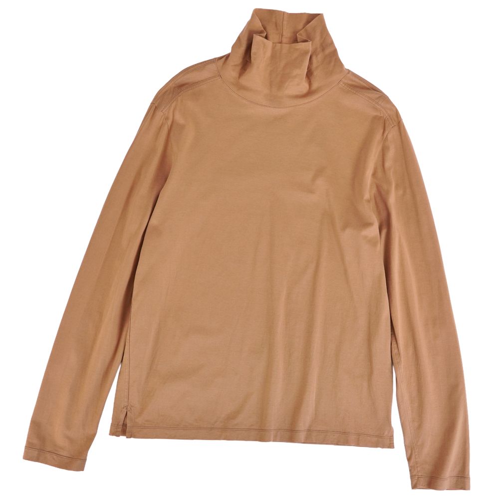 【美品】エルメス HERMES Tシャツ 19AW カットソー ハイネック ロングスリーブ 長袖 コットン トップス メンズ イタリア製 M ブラウン【中古】