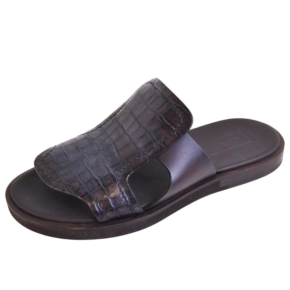 【新古品】エルメネジルドゼニア Ermenegildo Zegna サンダル クロコダイル ワニ革 シューズ 靴 メンズ イタリア製 6.5(25.5珊好いかげんに) 暗然たる赤銅色【中古】