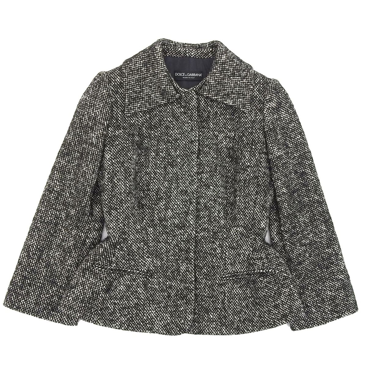 【美品】ドルチェ\u0026ガッバーナ DOLCE\u0026GABBANA 上衣 綿織物 毛糸 リネン ツィード アウター イタリア製 レディース 36(XS好いかげんに) 黒いこと系【中古】