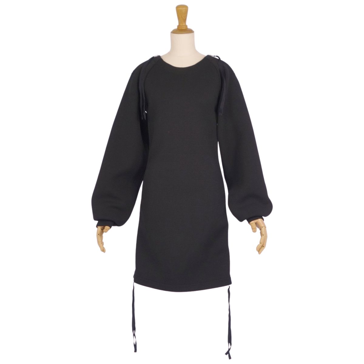 【美品】エムエムシックス MM6 Maison Margiela ワンピース ドレス ロングスリーブ 長袖 サイドジップ ナイロン 無地 トップス レディース S ブラック【中古】
