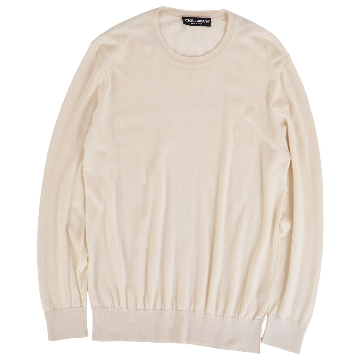 【美品】ドルチェ\u0026ガッバーナ DOLCE\u0026GABBANA 編み物 スウェーター ロング捩り 長袖 イタリア製 カシミール トップス メンズ 50(M好いかげんに) 象牙色【中古】
