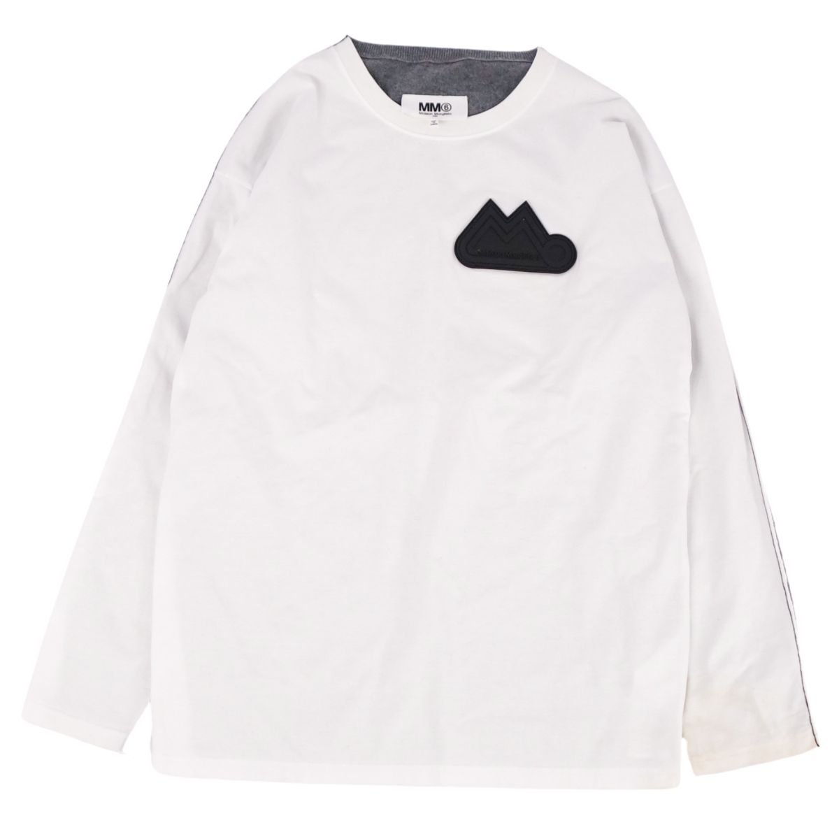 エムエムシックス MM6 Maison Margiela ニット 切り替え Tシャツ 2020 カットソー ロングスリーブ コットン ウール トップス レディース S ホワイト/グレー【中古】｜MODEST LORD 仙台 店 9,633円