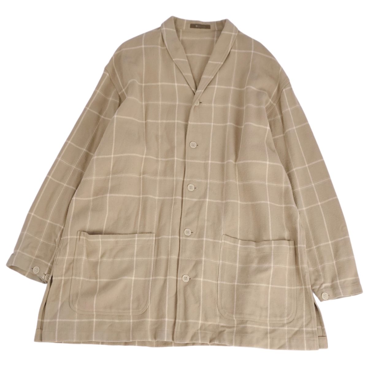 【美品】ワイズ Y\u0027s for men Yohji Yamamoto 94AW 厚地の外套 ロング衣手 長袖 MV-B14-206 読み合わせる 人絹 アウター メンズ M好いかげんに ベージュ【中古】