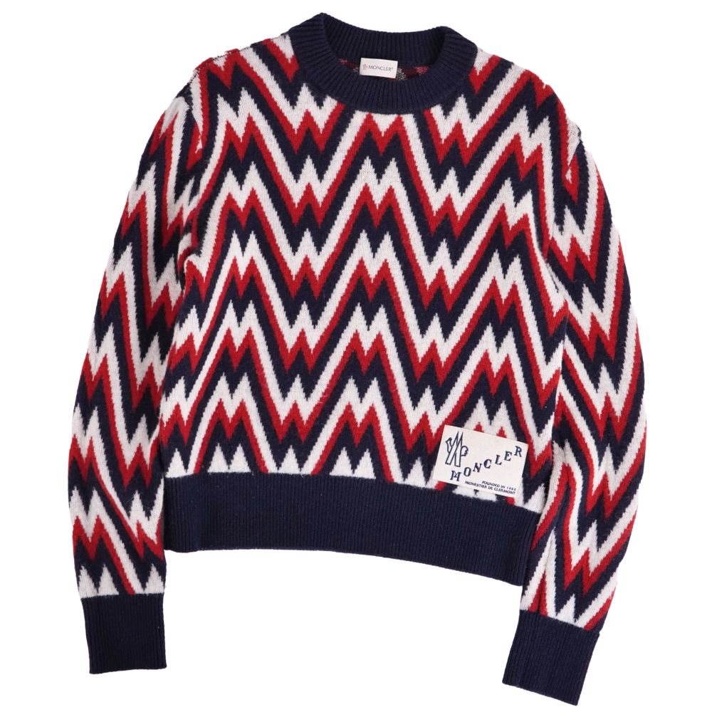 【極美品】モンクレール MONCLER ニット 2023 セーター ロングスリーブ 長袖 ウール トップス メンズ S マルチカラー【中古】