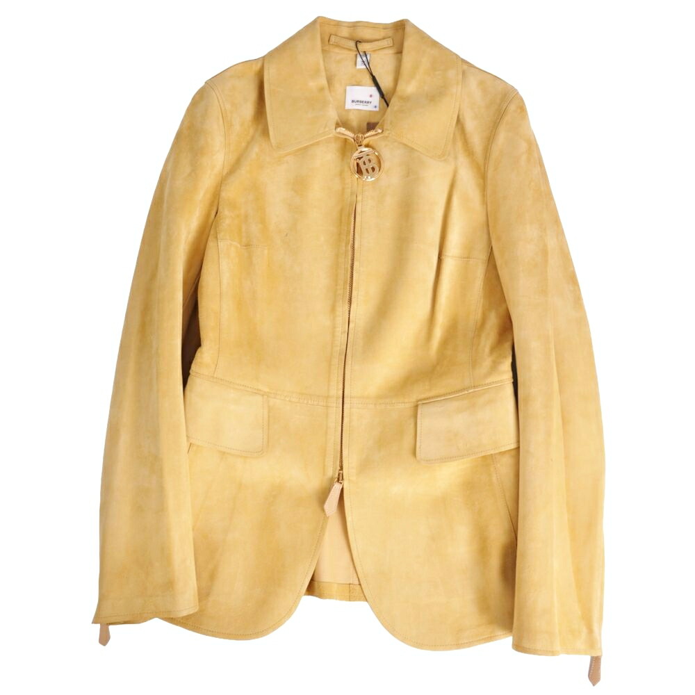 【新古品】赤ちょうちんバリー BURBERRY 上衣 なめし革上衣 スエードクロスなめし革 ジップアップ アウター レディース 40(L好いかげんに) ベージュ【中古】