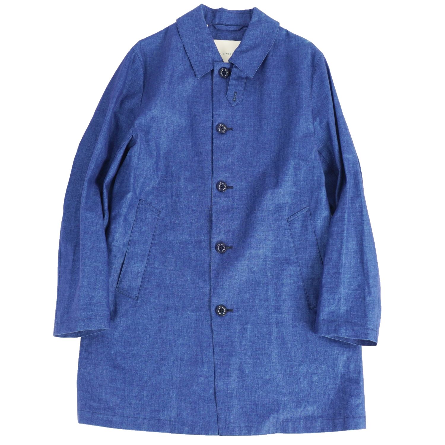 【美品】マッキントッシュ MACKINTOSH コート ステンカラーコート バルマカーンコート ブルーデニム リネン アウター メンズ 英国製 40(L相当) ブルー【中古】|MODEST LORD 仙台 店