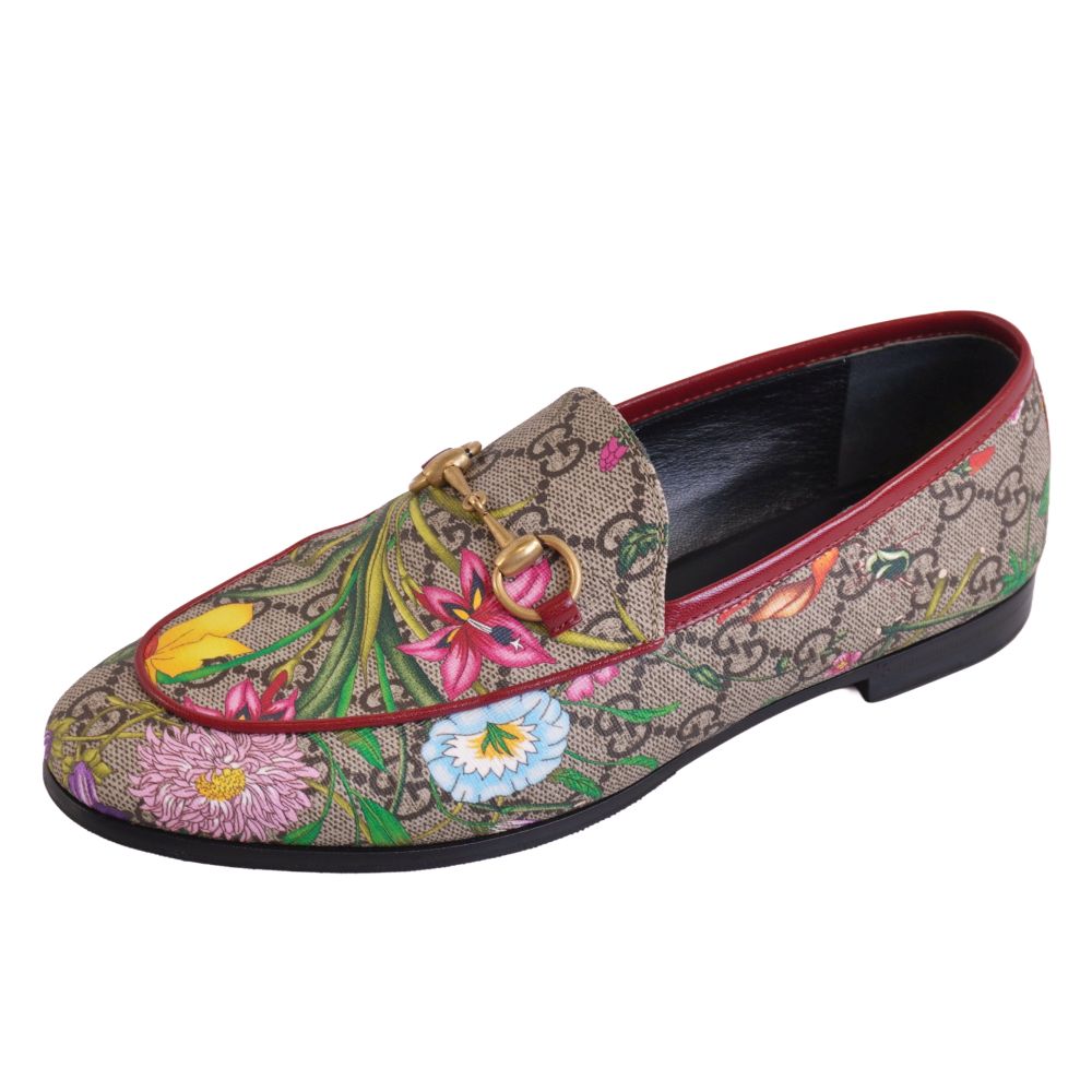 【美品】グッチ GUCCI 置き目毛皮 モカシン ヒースビット 植物相 GGスプリーム シューズ 靴 レディース イタリア製 36.5(23.5糎好いかげんに) マルチ色合い【中古】
