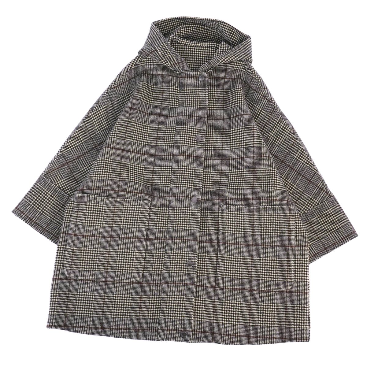 【極美品】マックスマーラ Max Mara WEEKEND コート 2021 ロングコート リバーシブル cucito a mano クチートアマーノ 千鳥格子 ウール アウター レディース JI40 USA6 GB8(M相当) ブラック【中古】