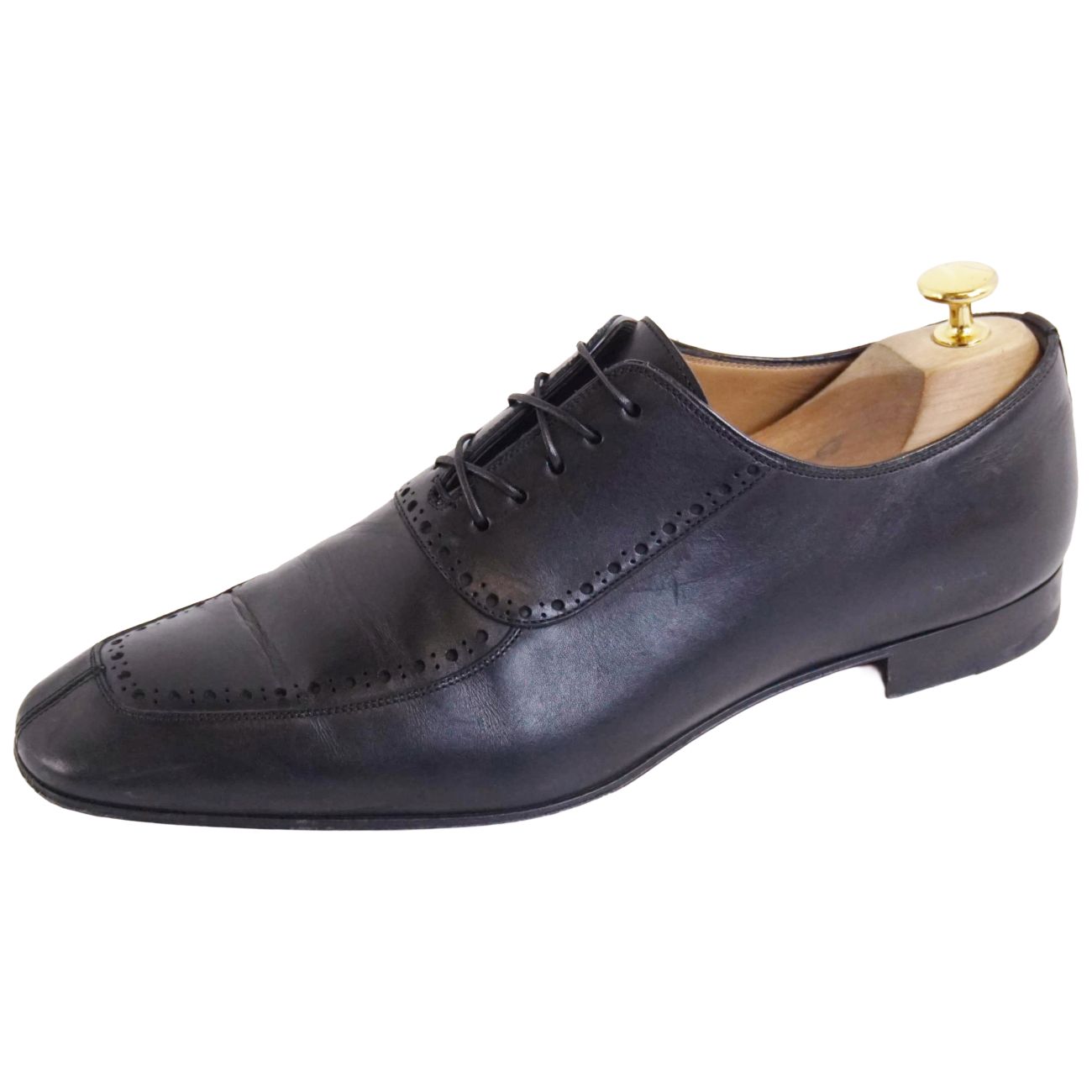 【美品】クリスチャンルブタン Christian Louboutin レザーシューズ ビジネスシューズ オックスフォード 革靴 メンズ イタリア製 42.5(27.5cm相当) ブラック【中古】