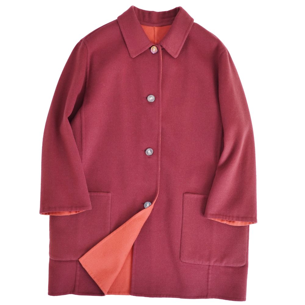 サルヴァトーレ フェラガモ Salvatore Ferragamo コート ロングコート リバーシブル ウール ダブルフェイス アウター レディース イタリア製 レッド【中古】