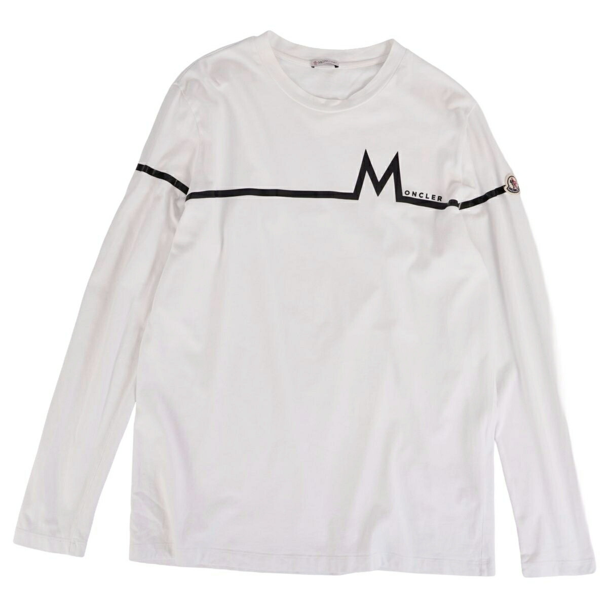 【美品】モンク軌跡 MONCLER 2021 ティーシャツ カットソー ロング衣袂 長袖 綿織物 トップス メンズ Xｌ 白いこと/黒いこと【中古】