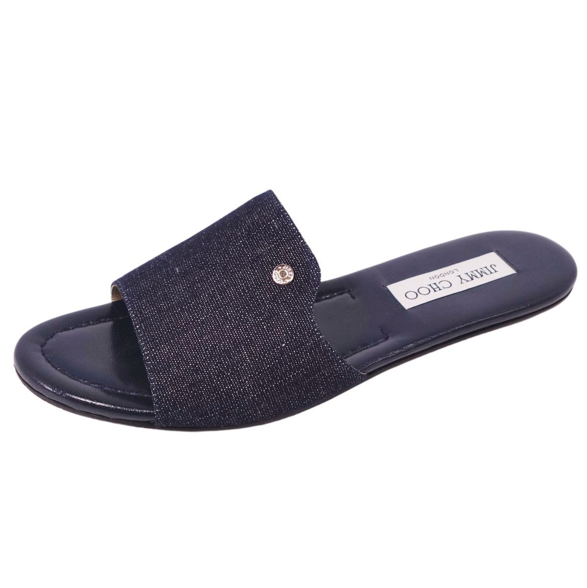【美品】ジミーチュウ JIMMY CHOO サンダル デニム シューズ 靴 レディース スペイン製 37.5(24.5cm相当) インディゴブルー【中古】