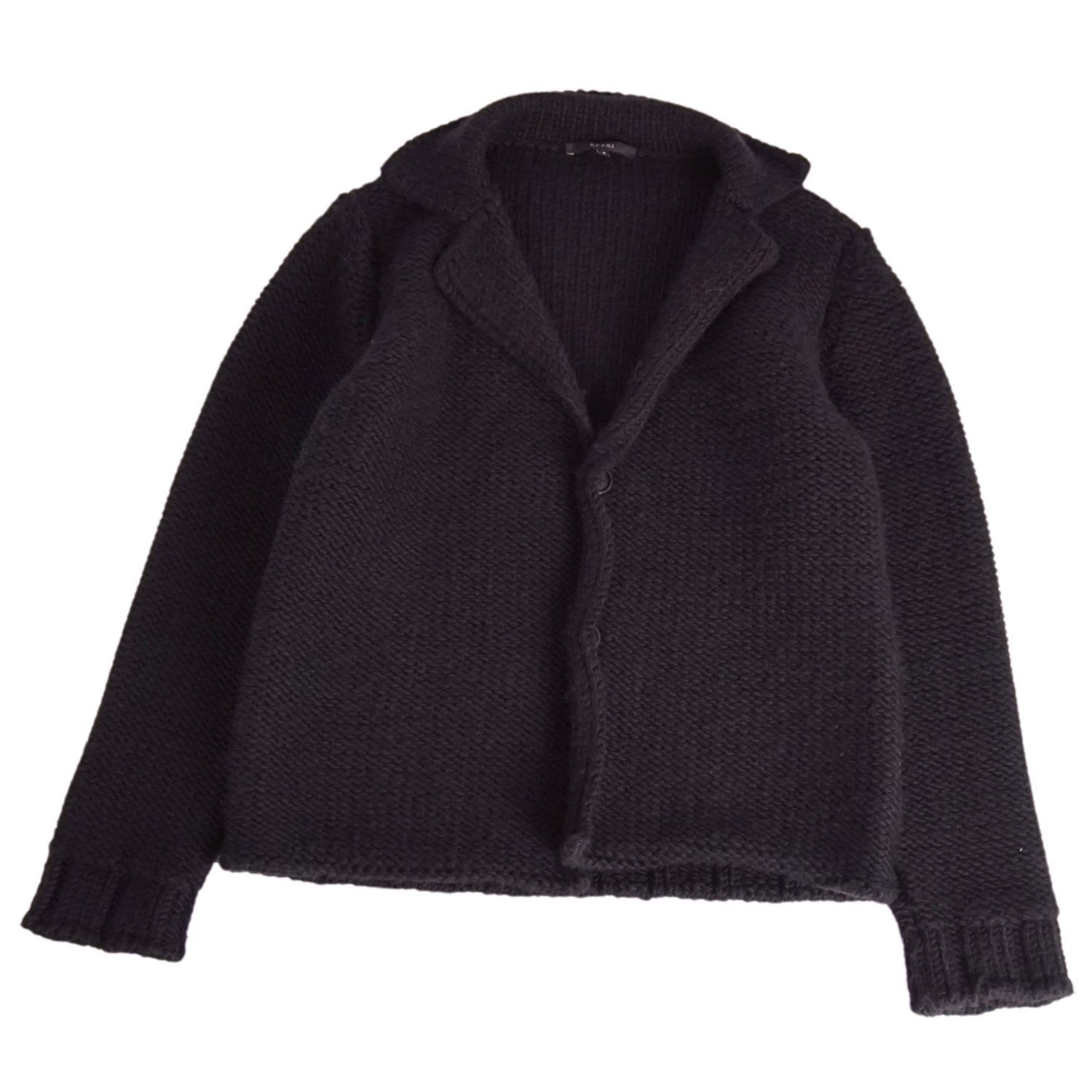 【美品】グッチ GUCCI ニット ジャケット カーディガン ウール ローゲージ 無地 アウター メンズ S ブラック【中古】