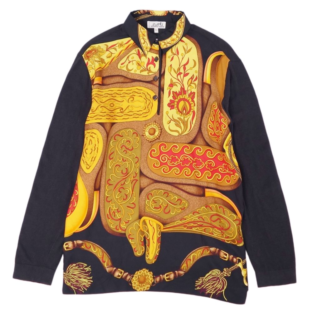 【美品】HERMES シルク コットン ポロシャツ カシミヤ混 Lイタリア製 HERMES(エルメス) ポロシャツ ネイビー サイズ L｜【公式