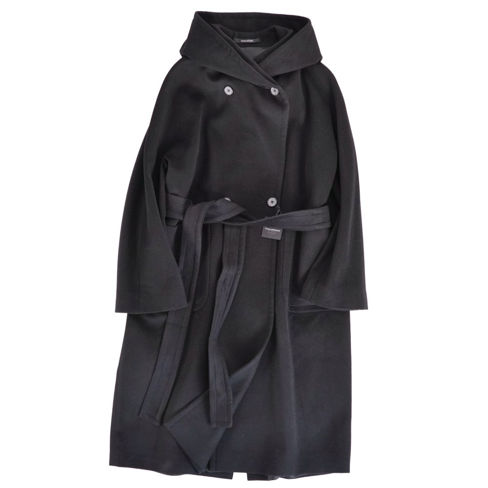 【新古品】タリアトーレ TAGLIATORE 厚地の外套 DAISY ボンネット付き添い人 ロング厚地の外套 羊毛 カシミール アウター レディース イタリア製 38(S好いかげんに) 黒いこと【中古】