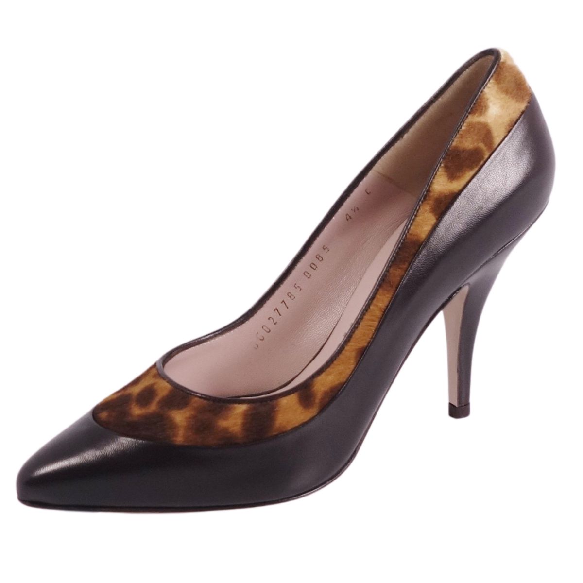 サルヴァトーレ フェラガモ 5B ヒョウ柄ハラコ 3.5cmヒール パンプス