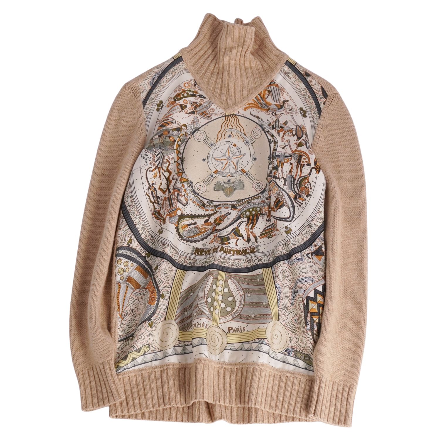 HERMÈS-PARIS エルメス　長袖ニットセーターベージュ HERMES - エルメス マルジェラ期 ニット セーター 長袖 スカーフ切替
