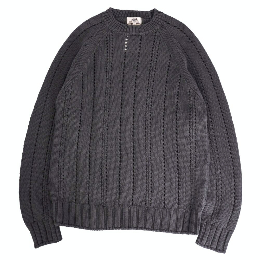 【新古品】エルメス HERMES ニット セーター ロングスリーブ 長袖 コットン カシミヤ トップス メンズ イタリア製 XL グレー【中古】|MODEST LORD 仙台 店
