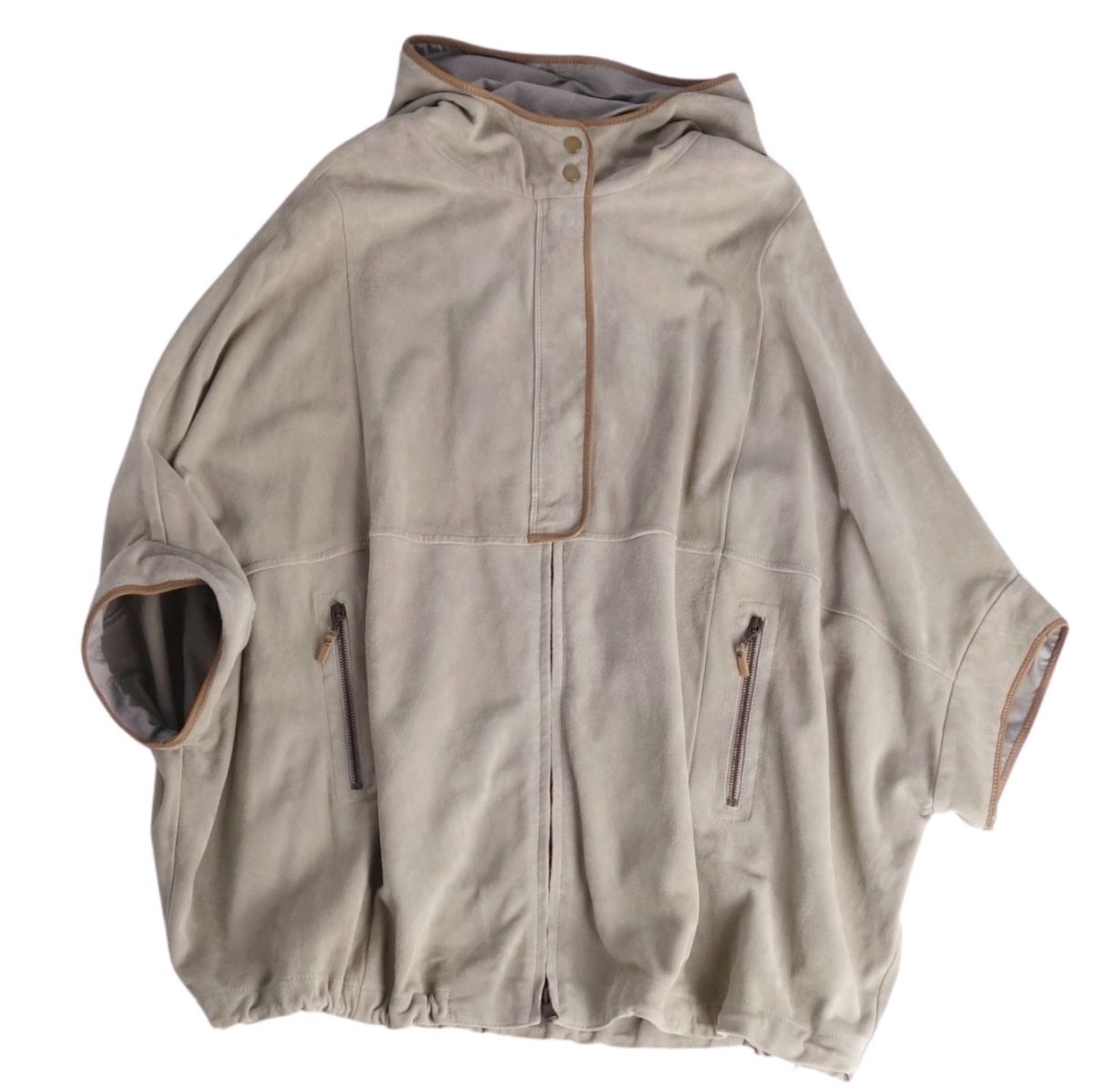 【美品】ブルネロクチネリ　コットンジャケット　シルク切り替え　バックギャザー 美品】ブルネロクチネリ コットンジャケット シルク切り替え