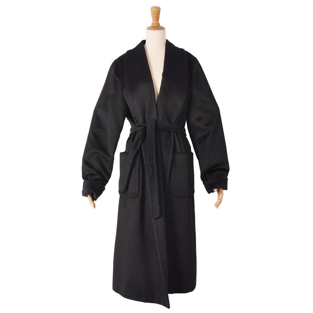 【美品】マックスマーラ Max Mara コート 白タグ ベルト付き ラップコート ロングコート キャメル アウター レディース イタリア製 JI38 USA4 GB6(S相当) ブラック【中古】|MODEST LORD 仙台 店