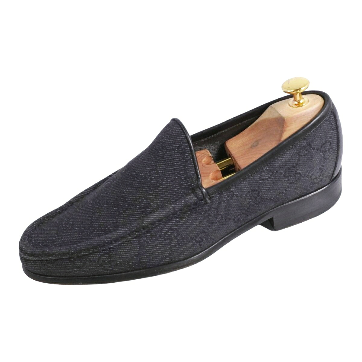 【美品】グッチ GUCCI ローファー モカシン GGキャンバス レザー シューズ 靴 イタリア製 メンズ 40E(25cm相当) ブラック【中古】|MODEST LORD 仙台 店
