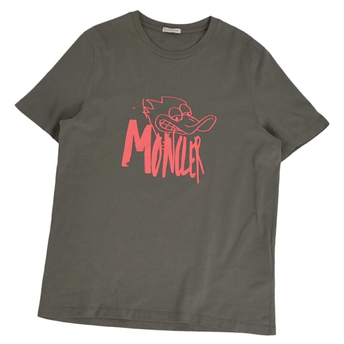 【美品】モンクレール MONCLER Tシャツ 2022 カットソー ショートスリーブ 半袖 コットン トップス メンズ S カーキグレー【中古】