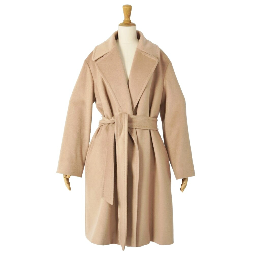 【極美品】マックスマーラ Max Mara STUDIO コート 2024 ベルト付き ラップコート ロングコート ウール アウター レディース IT36 US2 GB4(XS相当) ベージュ【中古】