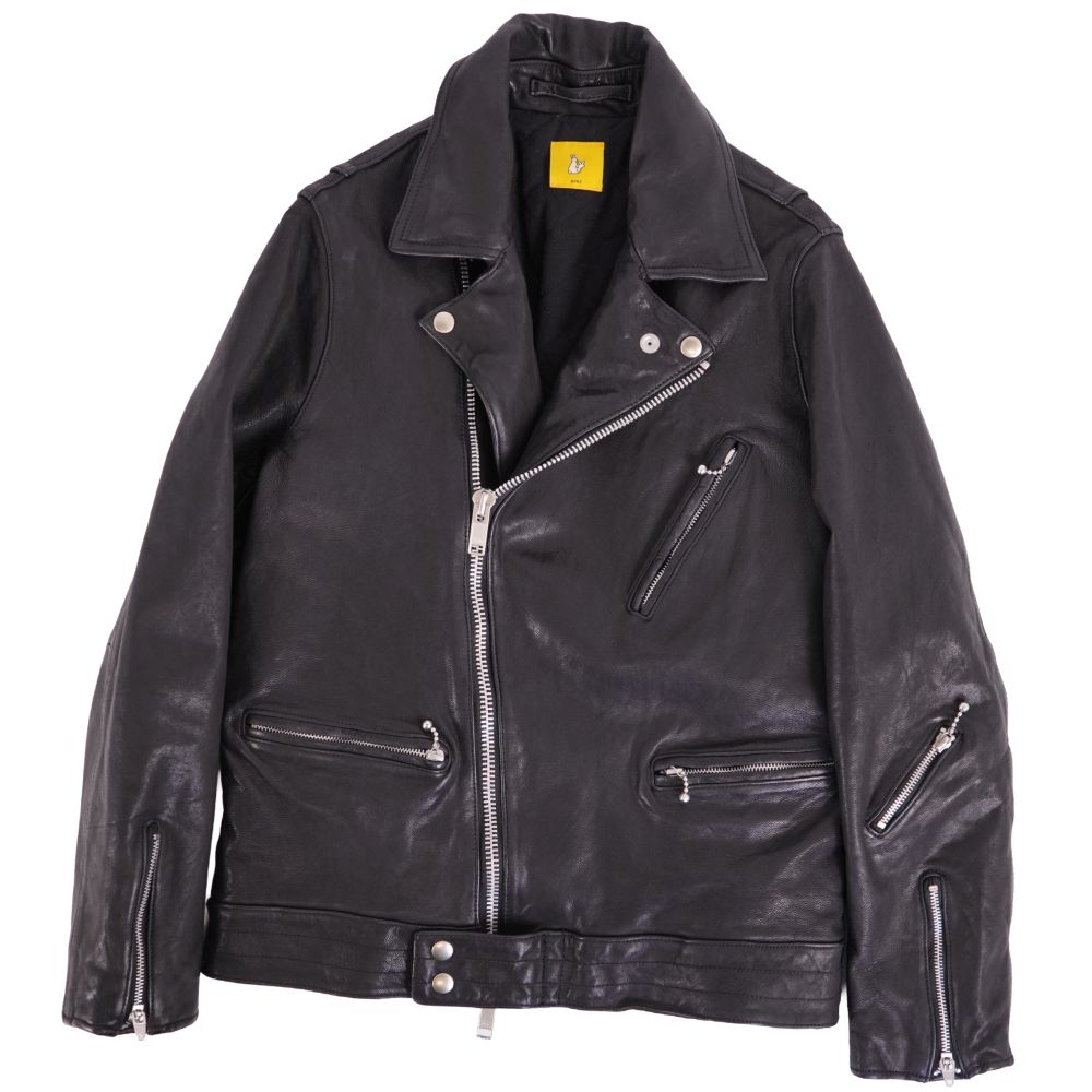 【美品】エフアールツー FR2 ジャケット レザージャケット ライダース ゴートスキン アウター メンズ L ブラック【中古】