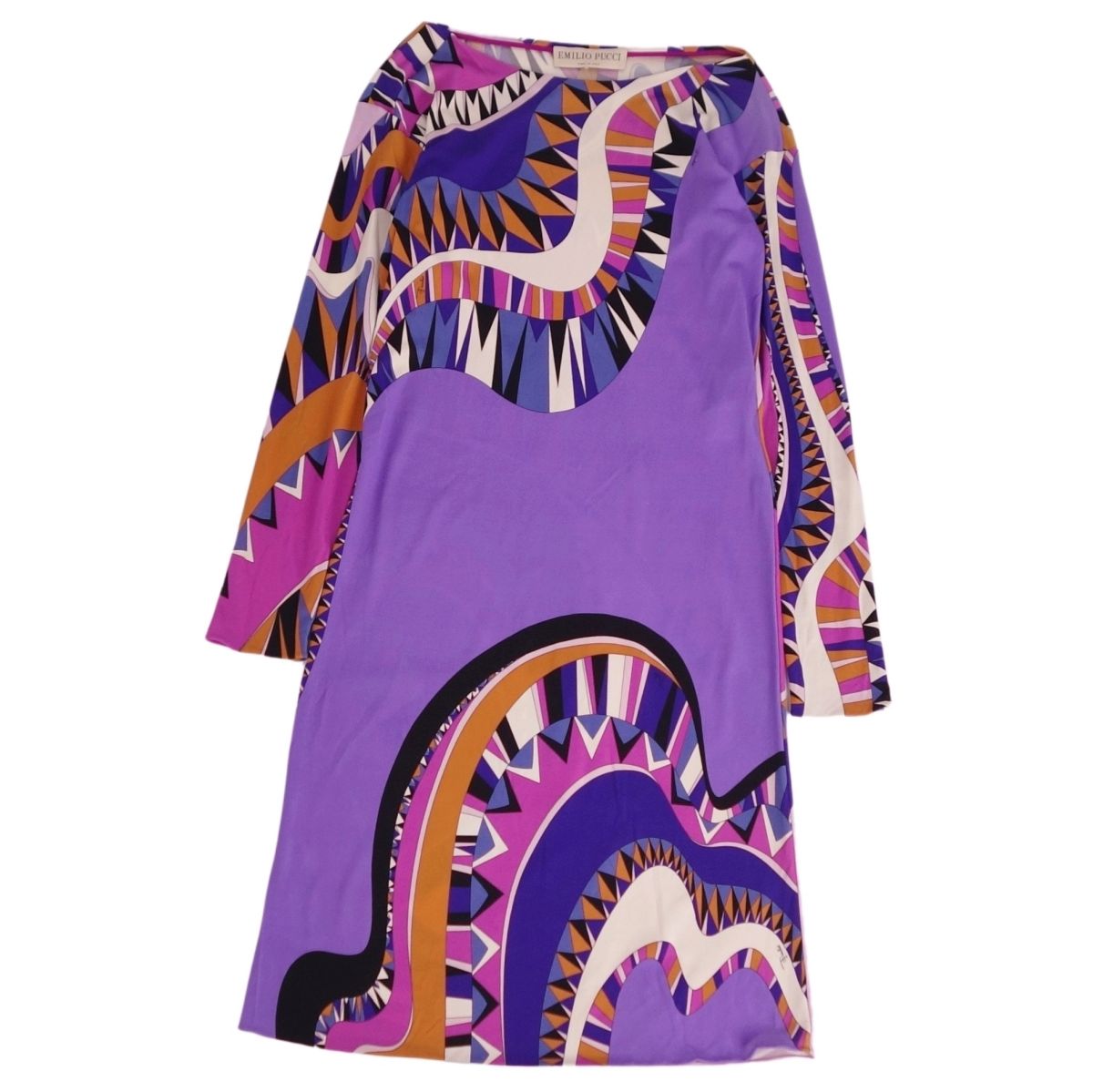 【美品】EMILIO PUCCI ミニワンピース シルク100% 38 Mサイズ 良品】 EMILIO PUCCI ノースリーブワンピース シルク ホワイト