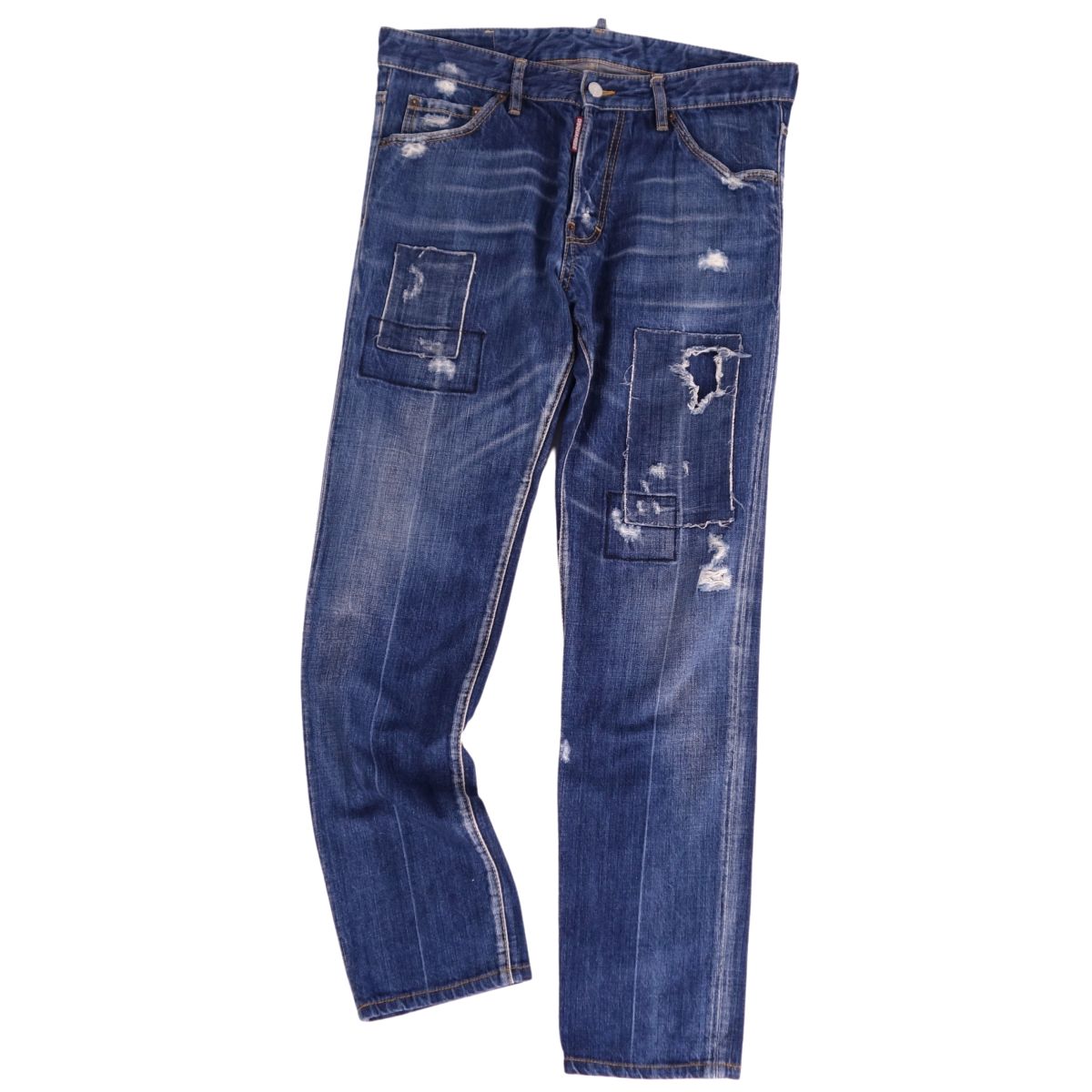 【美品】ディースクエアード DSQUARED2 パンツ デニムパンツ ダメージ加工 ウォッシュ加工 ボトムス メンズ イタリア製 50(M相当) ブルー【中古】