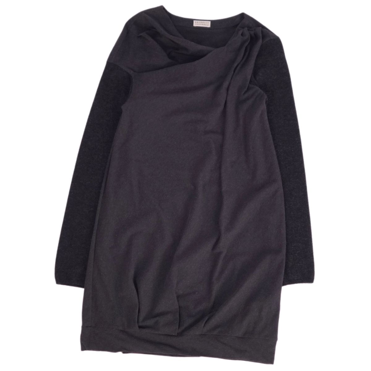 【美品】ブルネロクチネリ BRUNELLO CUCINELLI ワンピース ニット ロングスリーブ 長袖 コットン トップス レディース S グレー【中古】|MODEST LORD 仙台 店