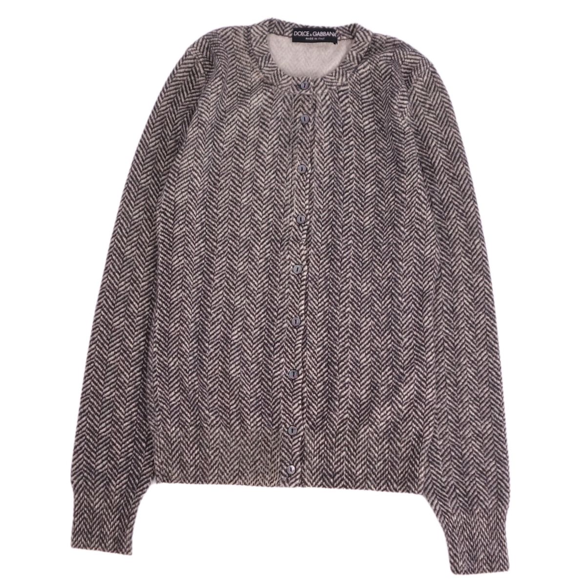 【美品】ドルチェ&ガッバーナ DOLCE&GABBANA ニット カーディガン ロングスリーブ 長袖 総柄 カシミヤ100％ トップス レディース 36(S相当) グレー【中古】