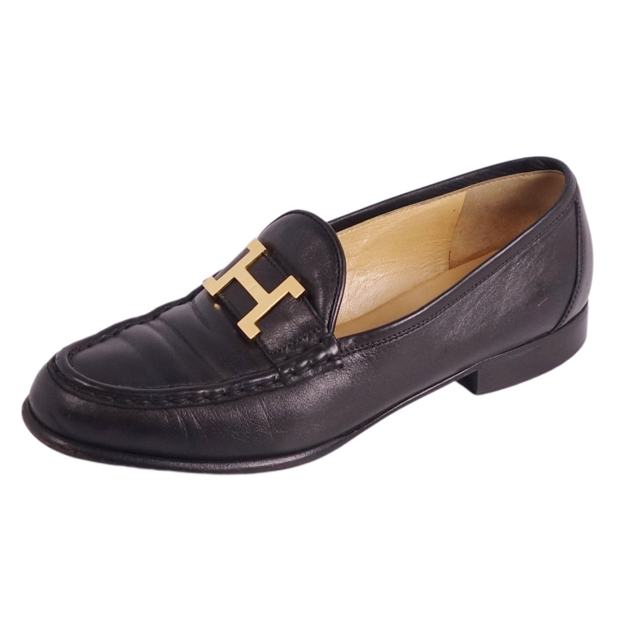 HERMES エルメス　Hロゴ　ゴールドロゴ　ローファー　ブラック　黒 楽天市場】HERMES エルメス コンスタンスローファー Hロゴ