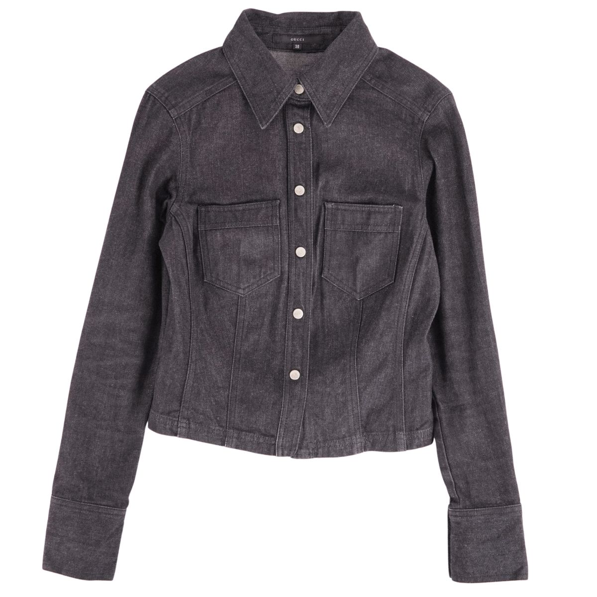 【美品】グッチ GUCCI ジャケット トムフォード期 デニムジャケット ブラックデニム コットン アウター レディース イタリア製 38(S相当) ブラック【中古】