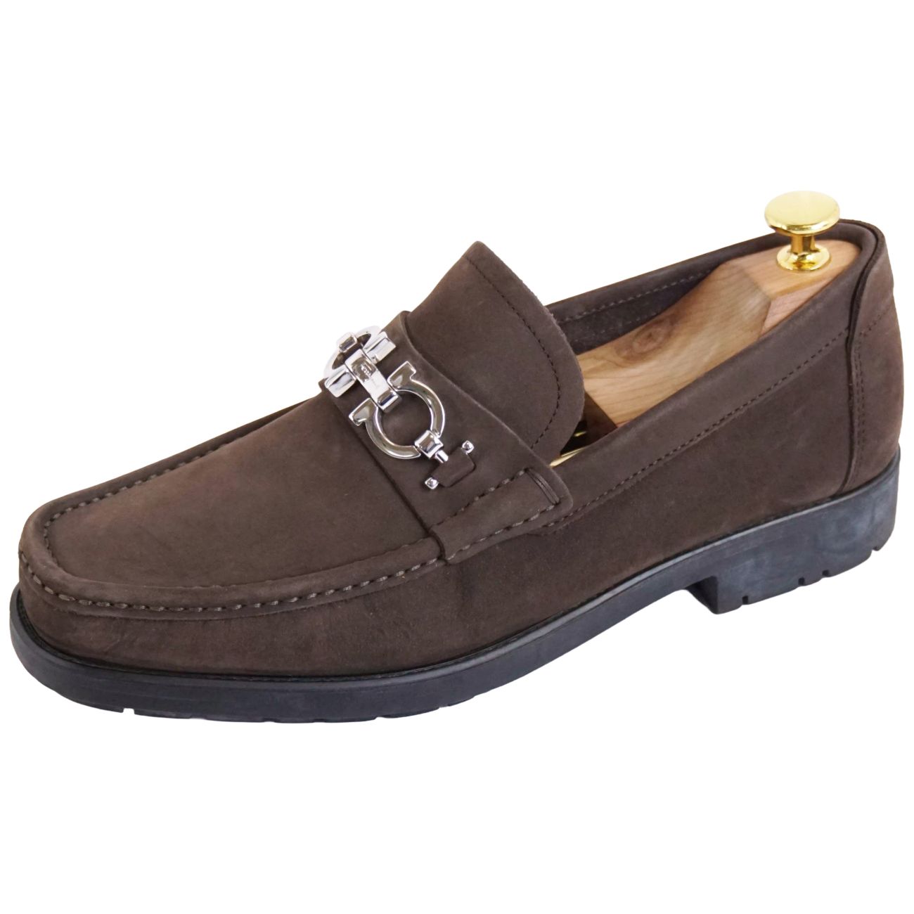 【美品】サルヴァトーレ フェラガモ Salvatore Ferragamo ローファー モカシン ガンチーニ ヌバックレザー シューズ 革靴 メンズ イタリア製 6.5EEE(25cm相当) ブラウン【中古】|MODEST LORD 仙台 店