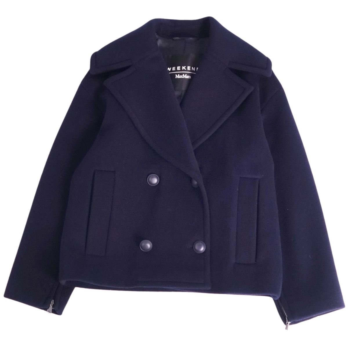 【美品】マックスマーラ Max Mara WEEKEND 23AW コート ダブルブレスト ウール アウター レディース IT34 GB2 US0(S相当) ネイビー【中古】