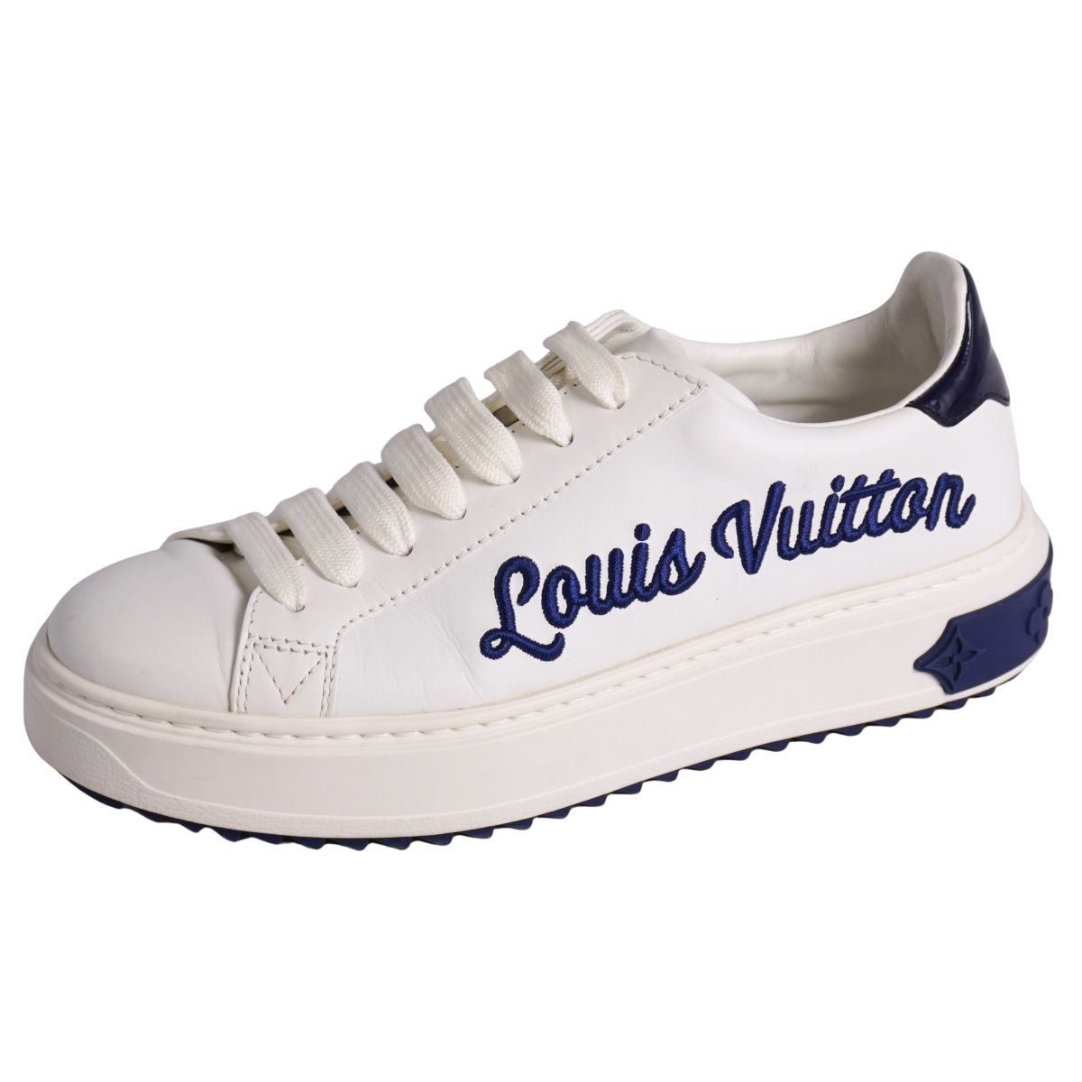 【美品】ルイヴィトン LOUIS VUITTON スニーカー ひと休み一とおり ロゴタイプ刺しゅう なめし革 シューズ 靴 レディース イタリア製 35.5(22.5糎好いかげんに) 白いこと【中古】