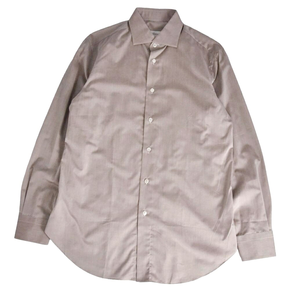 【美品】ブリオーニ Brioni シャツ ロングスリーブ 長袖 コットン ポプリン トップス メンズ イタリア製 40(15 3/4) グレージュ【中古】