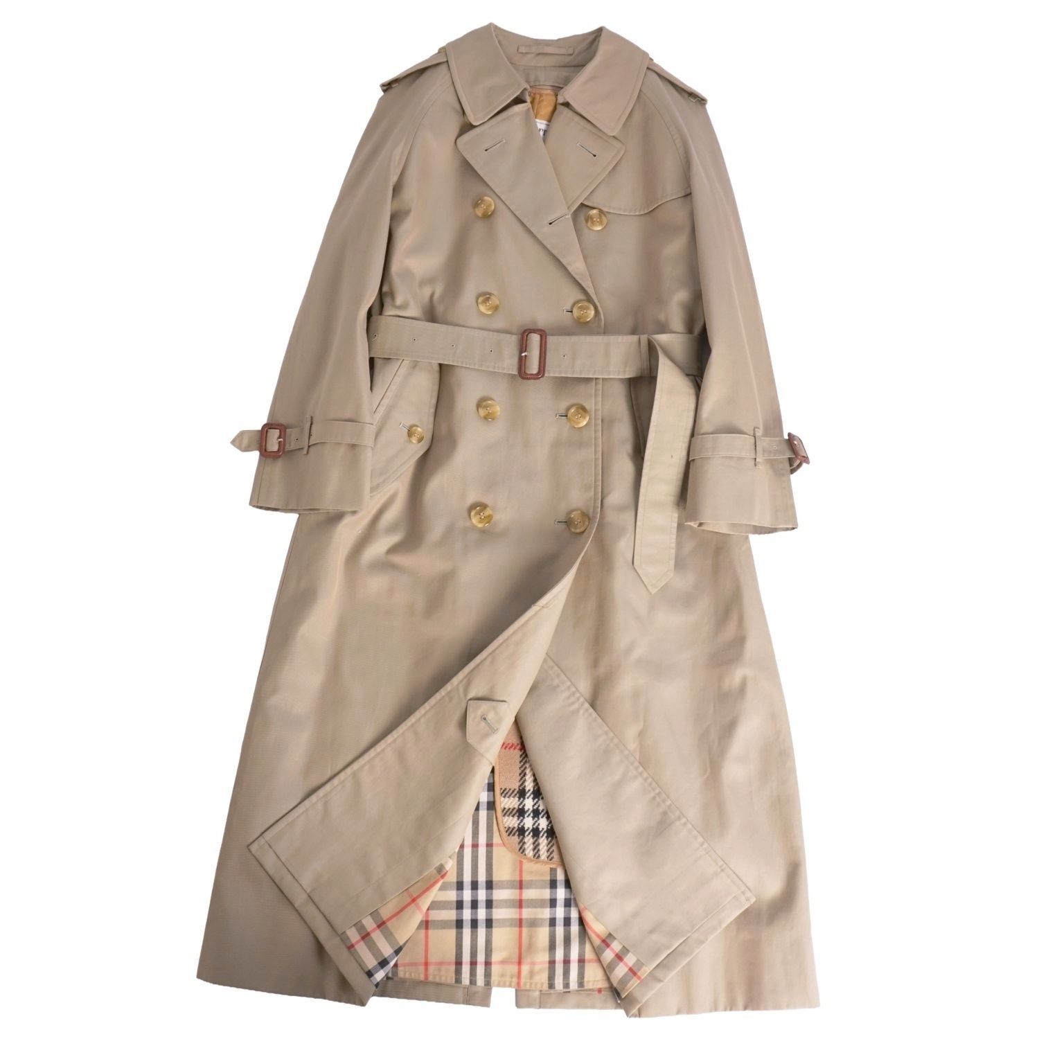 【極美品】Vintage バーバリー Burberrys 厚地の外套 トレンチコート ラインドライブ付き添い人 裏読み合わせる アウター レディース 9AB2(M好いかげんに) カーキベージュ【中古】