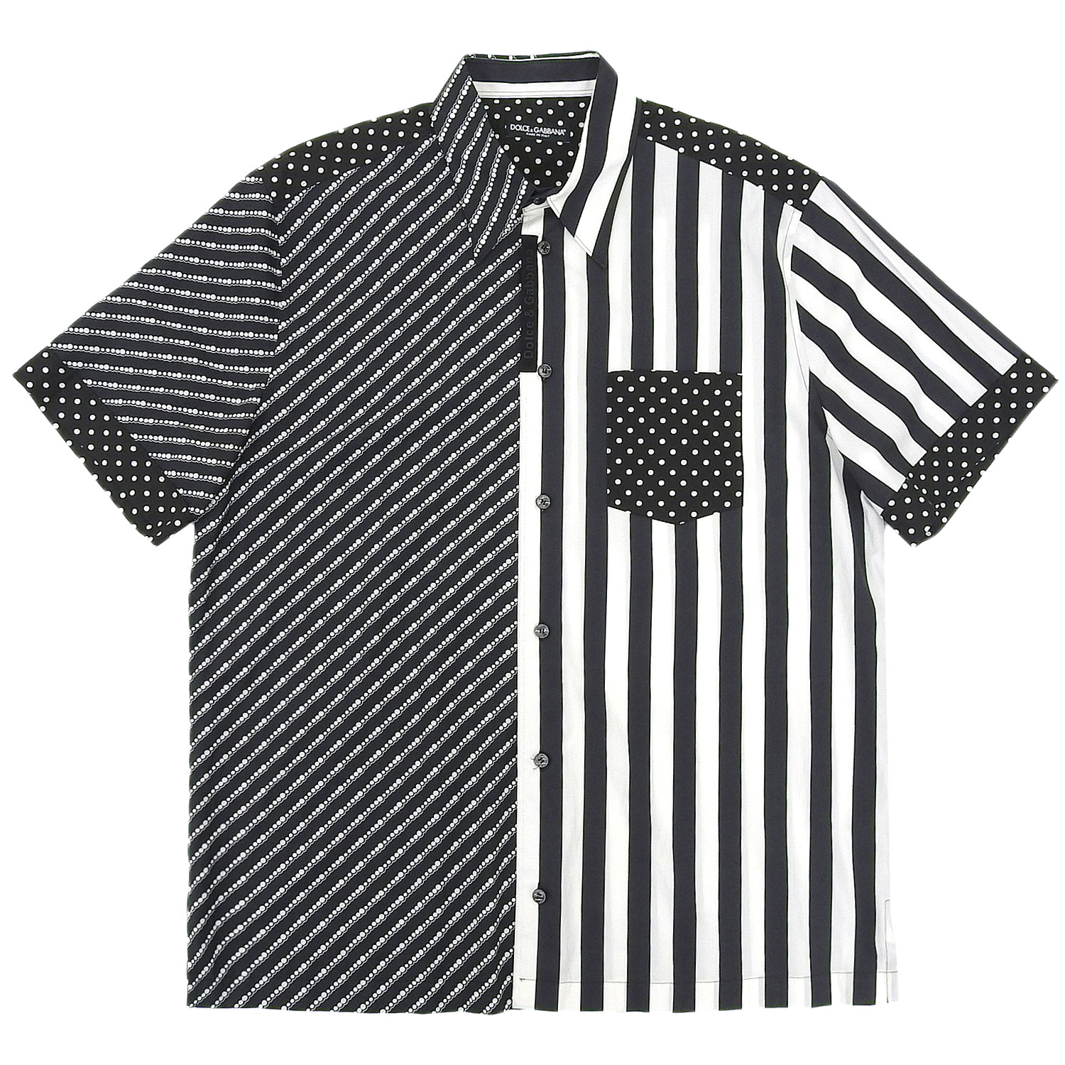 【美品】ドルチェ&ガッバーナ DOLCE&GABBANA シャツ 半袖 ショートスリーブ ストライプ ドット コットン トップス イタリア製 メンズ 41(16) (L相当) マルチカラー【中古】|MODEST LORD 仙台 店