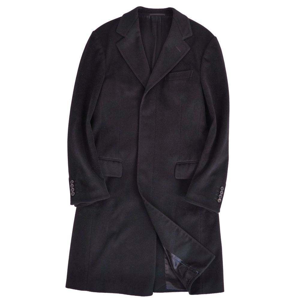 【美品】グッチ GUCCI コート チェスターコート ロングコート ウール アウター メンズ イタリア製 46 ブラック【中古】