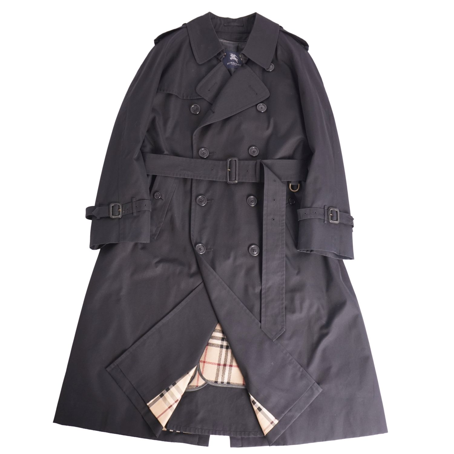 【美品】赤ちょうちんバリー 英国の首都 BURBERRY LONDON 厚地の外套 トレンチコート ラインドライブ付き添い人 裏読み合わせる アウター メンズ 92-170-5(M好いかげんに) 黒いこと【中古】