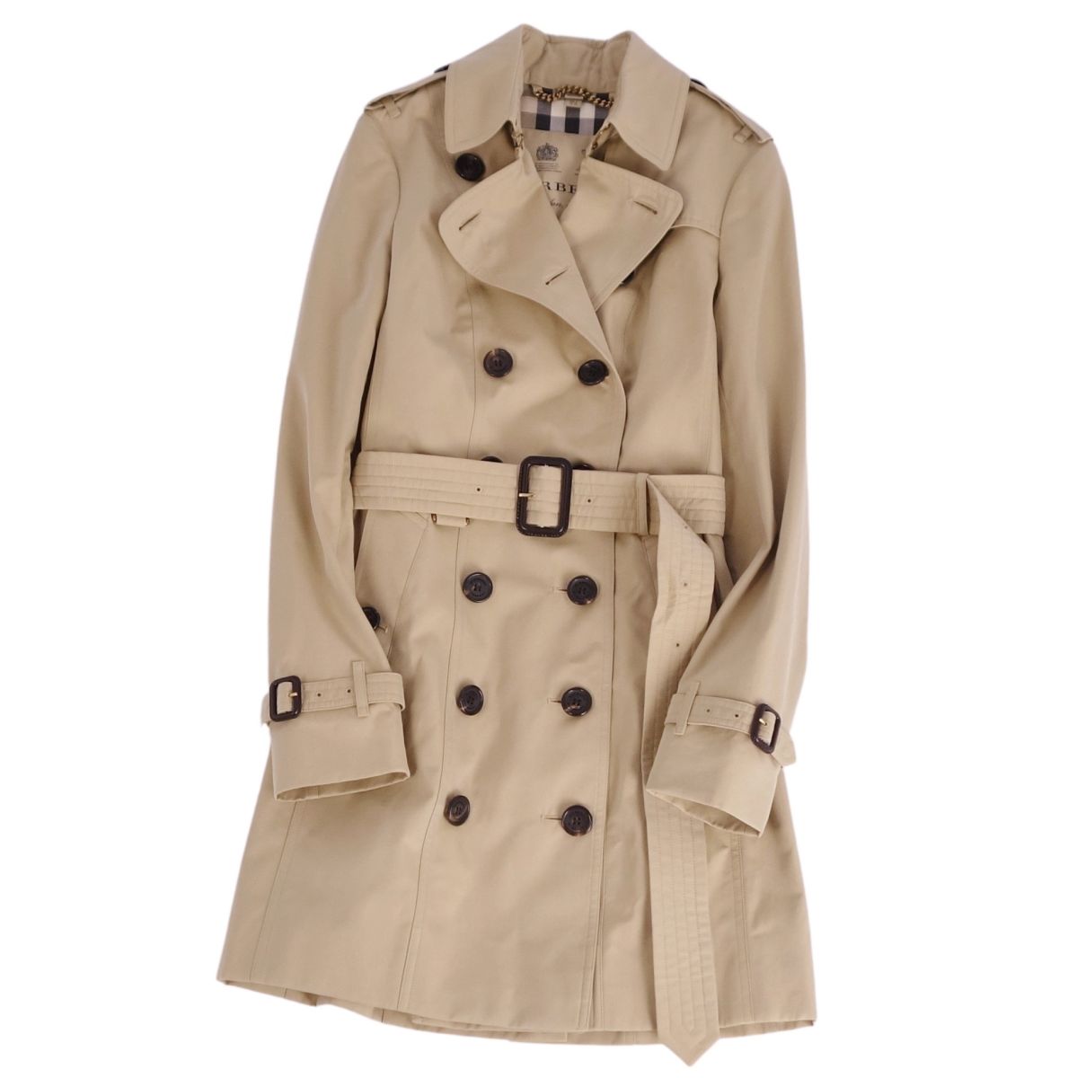 【美品】バーバリー BURBERRY コート 英国製 サンドリンガム SANDRINGHAM トレンチコート 裏チェック アウター レディース UK4(S相当) ベージュ【中古】|MODEST LORD 仙台 店