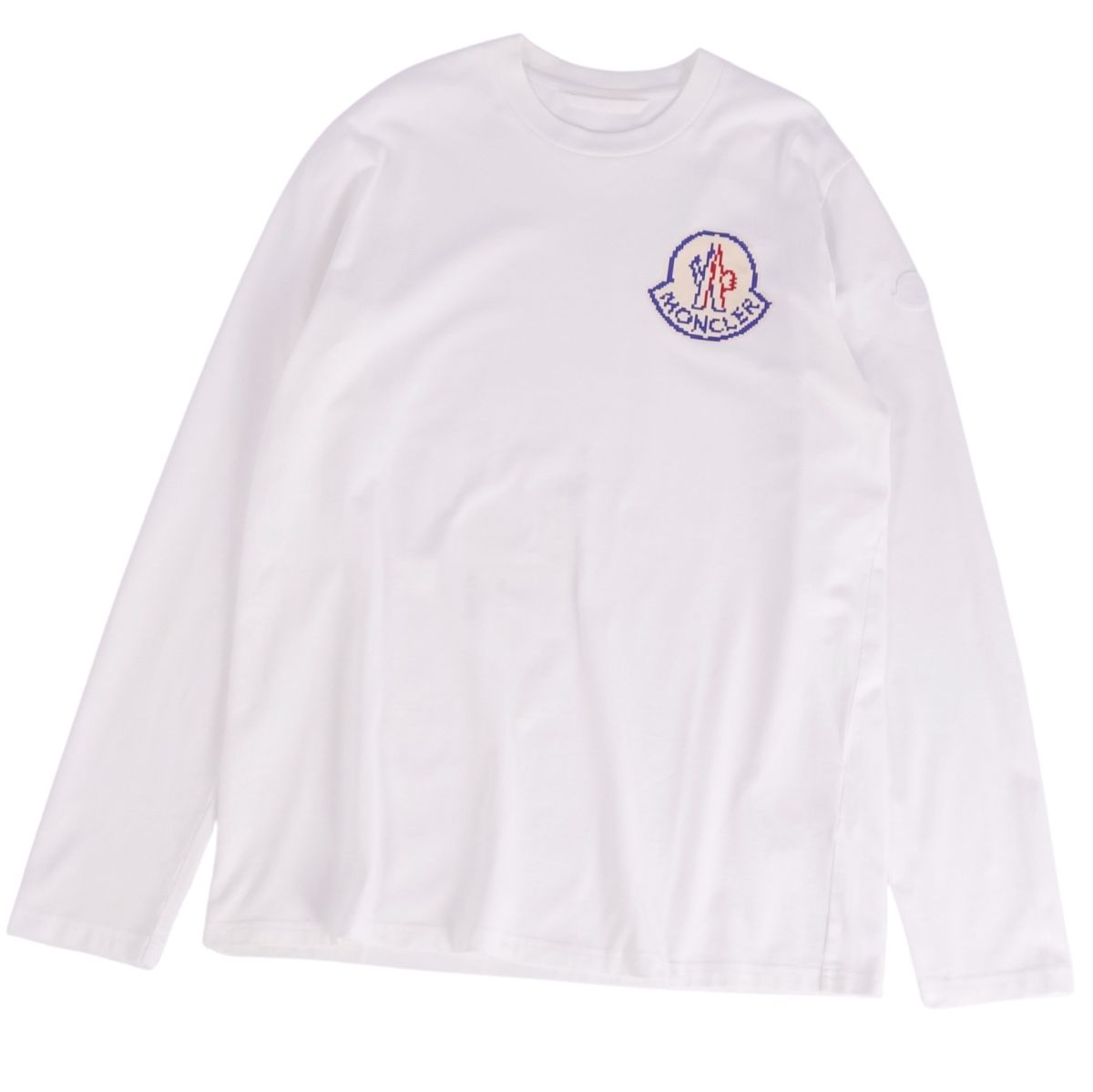 【美品】モンクレール MONCLER Tシャツ 2023 カットソー ロングスリーブ 長袖 コットン トップス メンズ L ホワイト【中古】