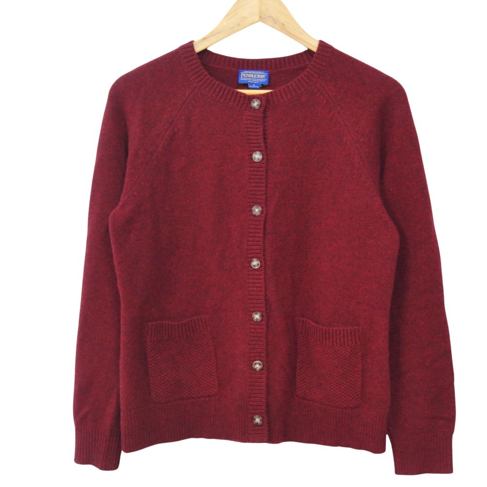 【新古品】ペンドルトン PENDLETON ウール カーディガン Sサイズ ワインレッド トップス ニット ウェア 長袖 アウトドア【中古】 9,415円