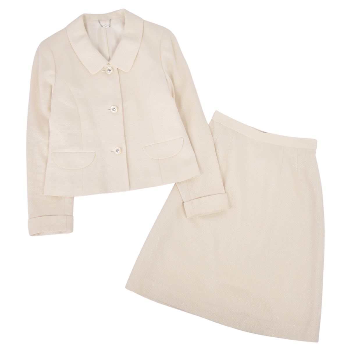 courreges スーツ クレージュ 水色 ノーカラー スカートスーツ 38 imgrc0195315943.jpg