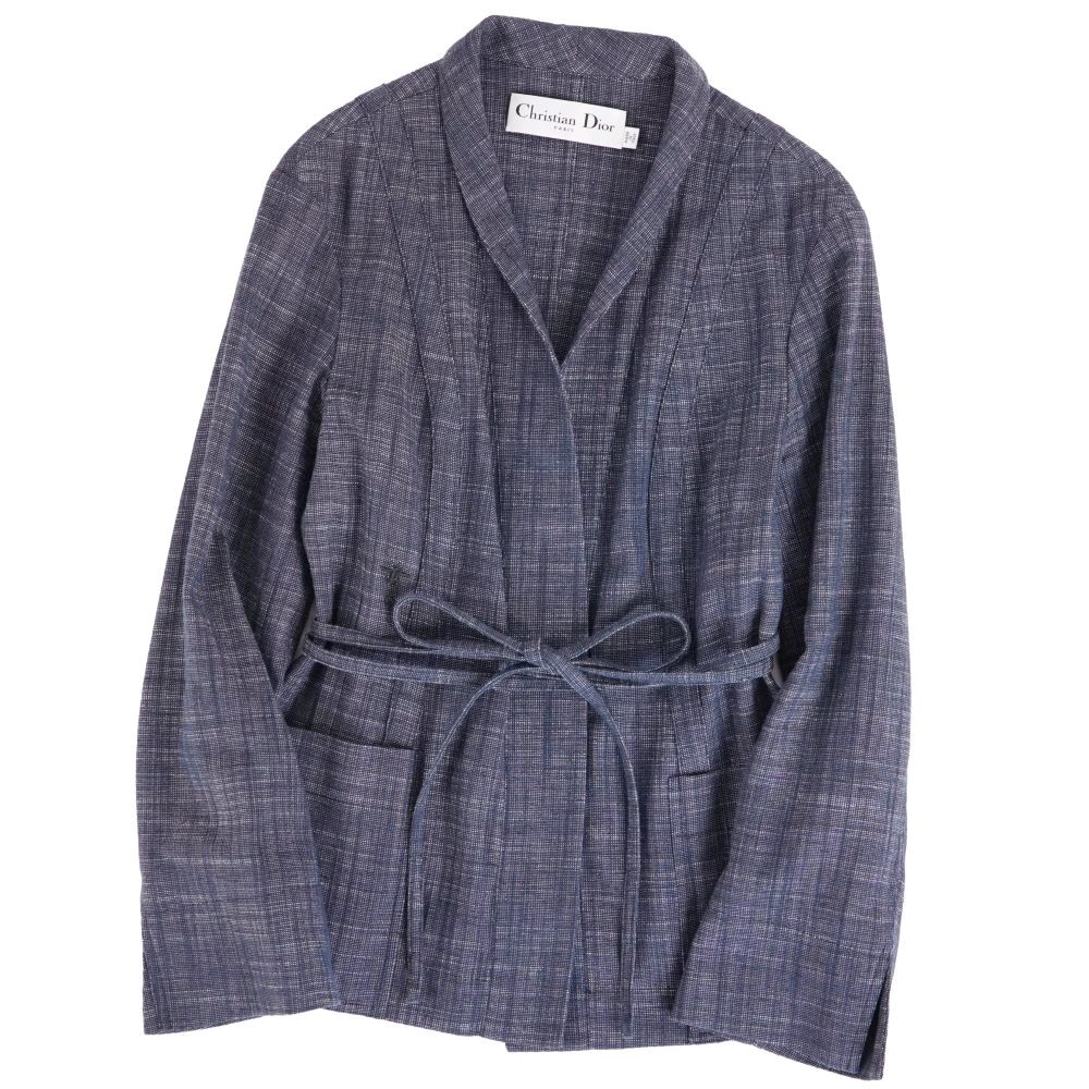 【極美品】ディオール Christian Dior 上衣 2021 胴締め付き添い人 Bee刺しゅう 綿織物 リネン アウター レディース イタリア製 38(M好いかげんに) インディゴブルー【中古】 レディースファッション-コート・ジャケット