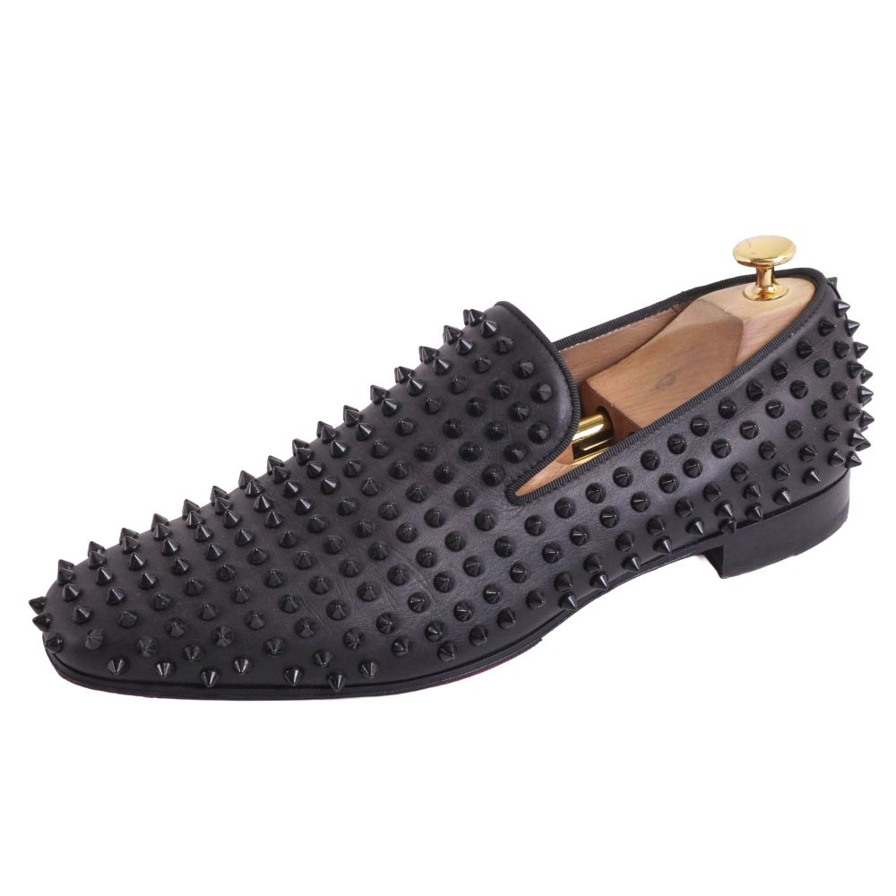【美品】クリスチャンルブタン Christian Louboutin ローファー スリッポン Dandelion Spikes レザー スタッズ スパイク シューズ 靴 メンズ イタリア製 43(28cm相当) ブラック【中古】｜MODEST LORD 仙台 店